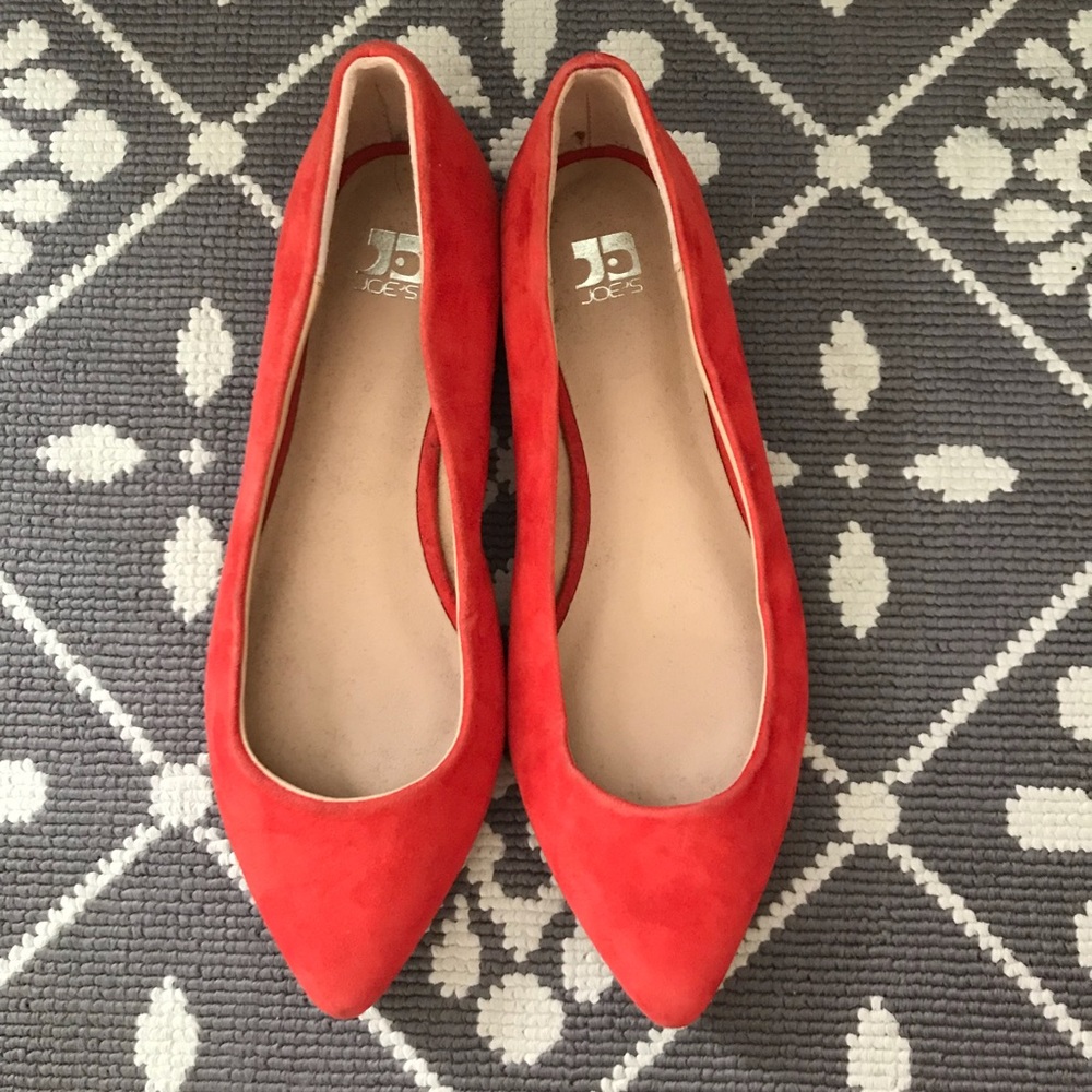 Joe’s red suede “Kitty III” ballet pointed flat